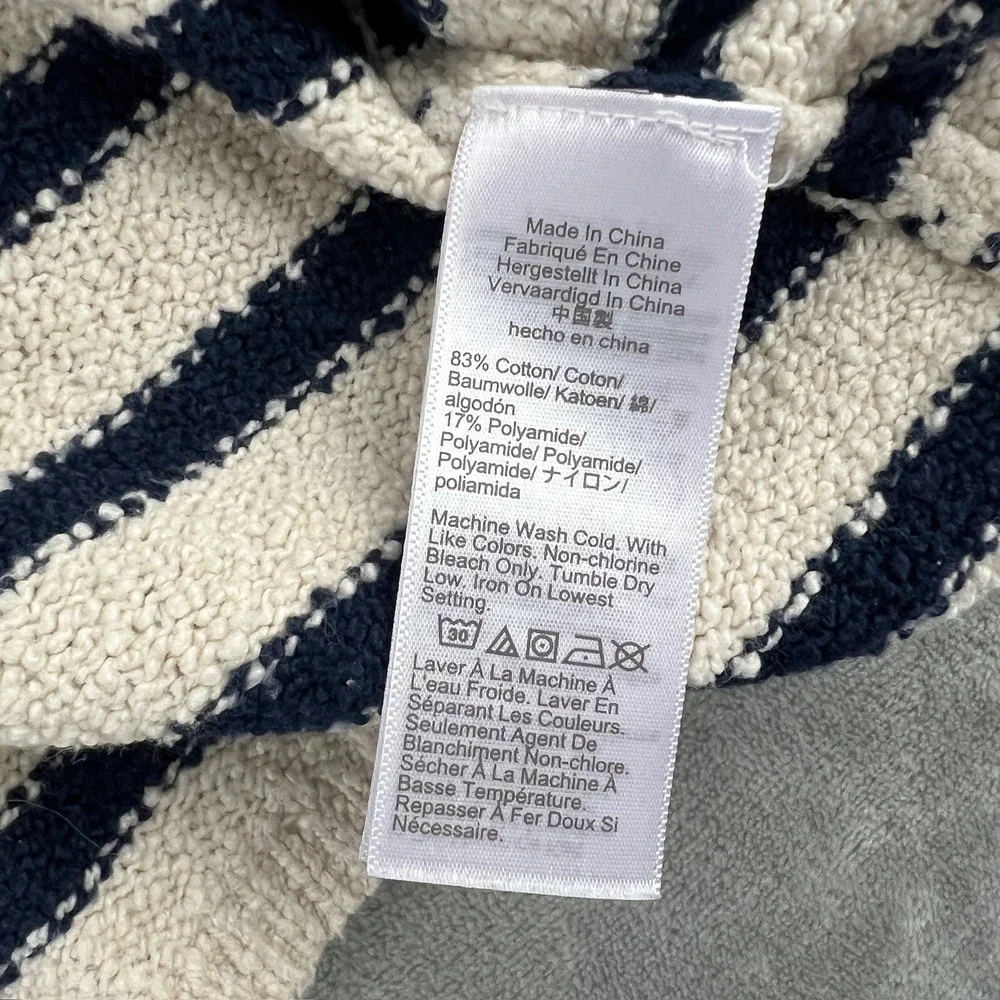 J.Crew Womens Small Ivory Navy Blue Striped Boucle Knit Turtleneck‎ Sweater